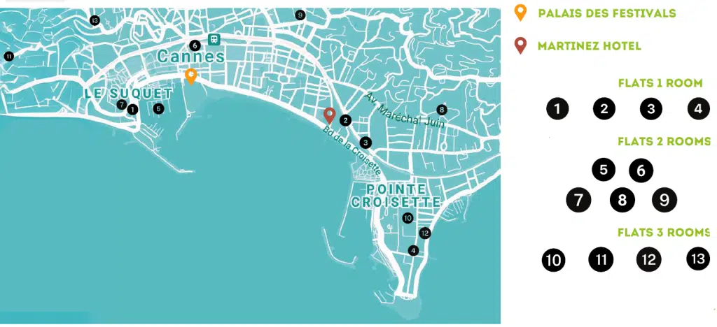 Apartments Cannes Lions location